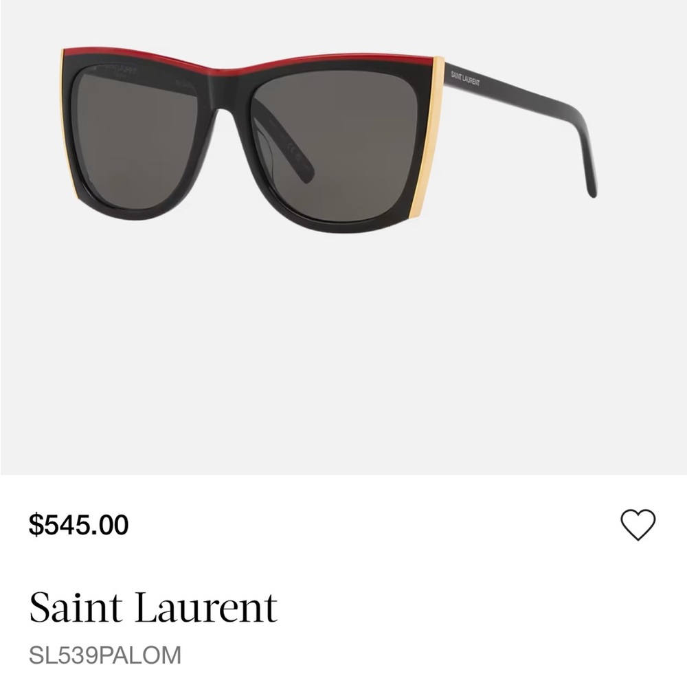 Saint Laurent Black Sunglasses with Gold and Red Accents